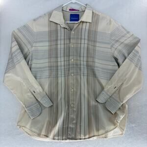 Tommy Bahama Men's Long Sleeve Plaid Stripe Button Down Shirt XL